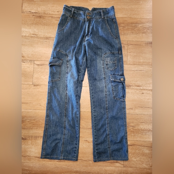 Gilipur High Waist Cargo Jeans Pants Womens M Casual Utility Lightweight - Picture 2 of 7